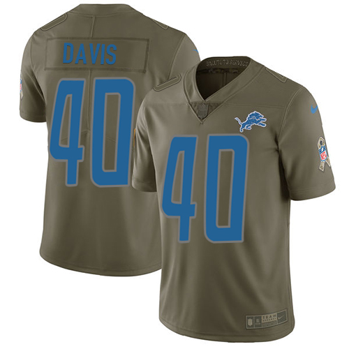 Nike Lions #40 Jarrad Davis Olive Men's Stitched NFL Limited Salute to Service Jersey